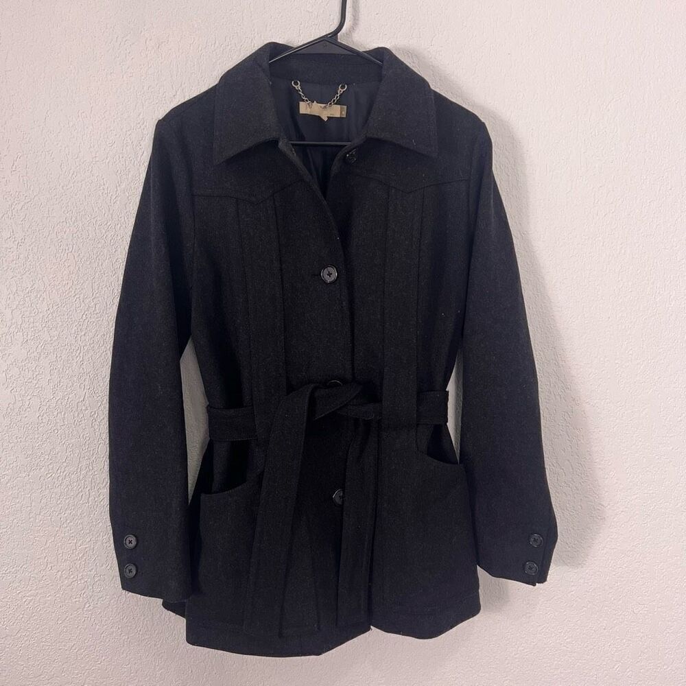 J. Crew Grey Wool Collared Button Down & Belted D… - image 1